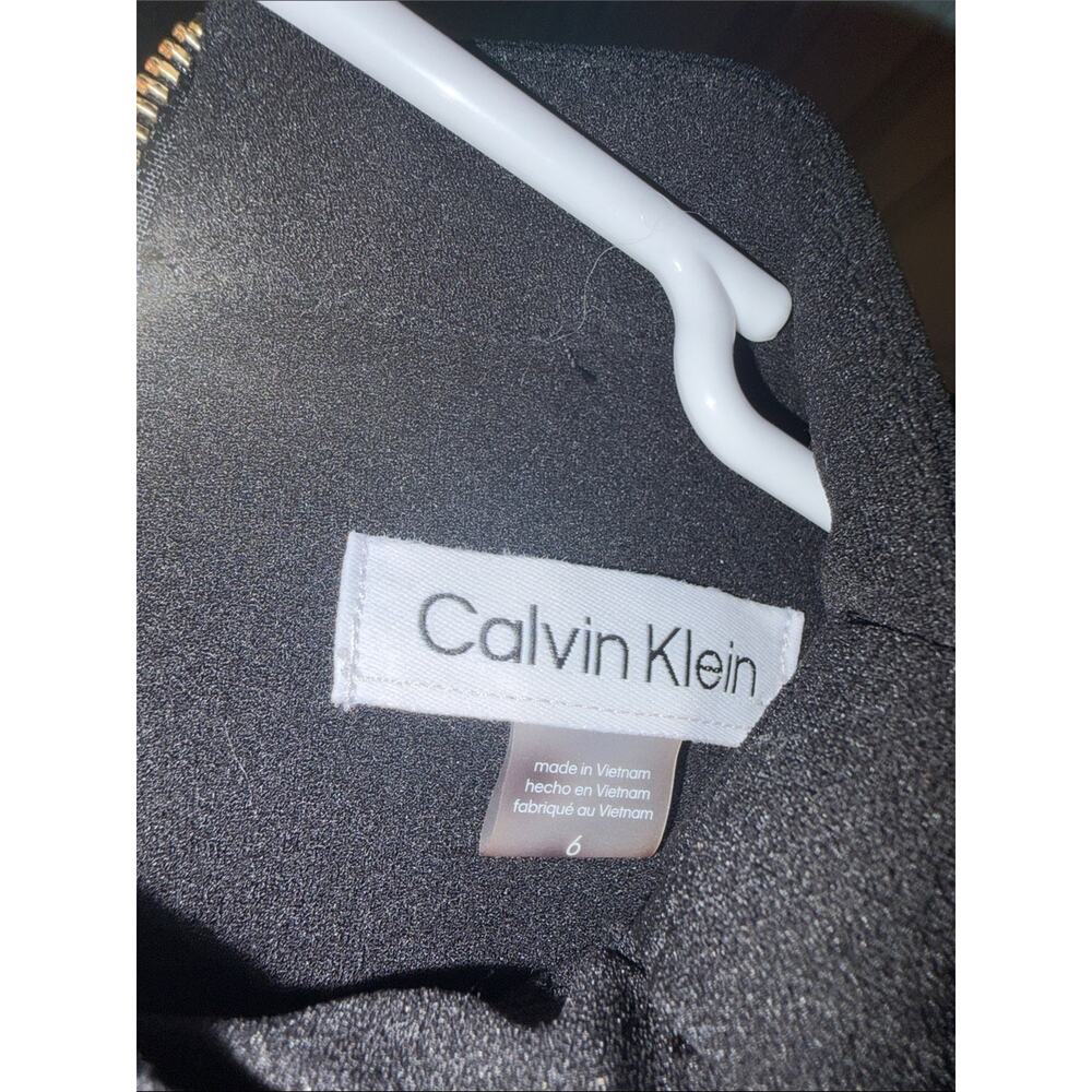 Calvin Klein Black Sleeveless Tie-Neck Sheath Dress with Bow - Picture 2 of 4